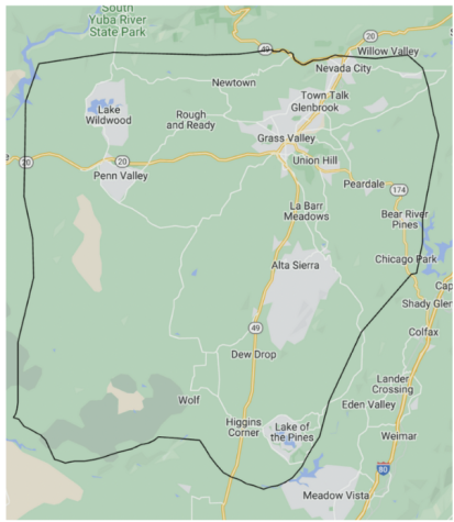 map of Grass Valley area